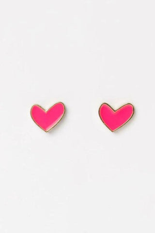 Homelee Stud Heart Earings - Neon PInk - PinkHearts - allaboutagirl