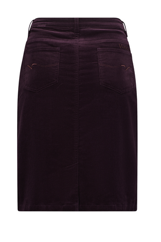 Knee Length Pinwale Skirt - Mulberry