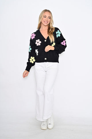 New U Collection Floral Cardigans - Black - W402-2 - allaboutagirl