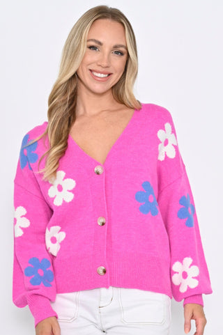 New U Collection Floral Cardigans - Hot Pink - W402-4 - allaboutagirl