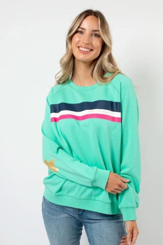 Stella+Gemma Classic Sweatshirt - Spearmint With Stripes - SGSW8216 - allaboutagirl