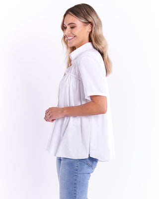 Sydney Smock Top - White - BB8097 - allaboutagirl