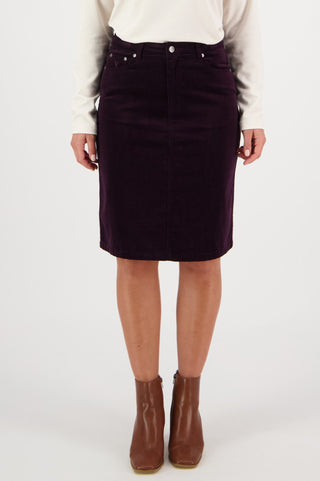 Vassalli Knee Length Pinwale Skirt - Mulberry - 372AVM - allaboutagirl