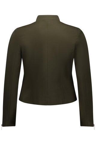 Vassalli Zip Up Military Jacket With Button Detail - Khaki SS - 2067 - allaboutagirl