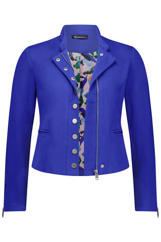 Vassalli Zip Up Military Jacket With Button Detail - Royal Blue - 2067 - allaboutagirl