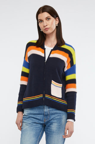 Zaket+Plover Chunky Cotton Zip Up Cardigan - Navy - ZP6142 - allaboutagirl