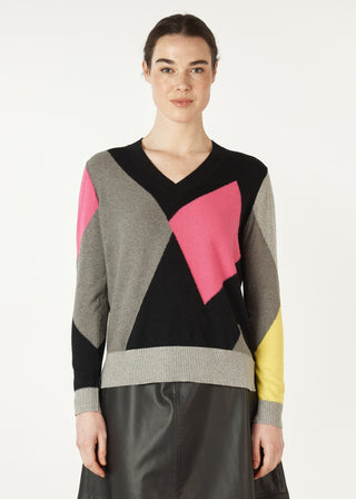 Diamond Dapper Vee Neck Knit - All About A Girl