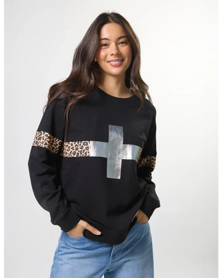 Silver Cross Leopard Sweatshirt - Black