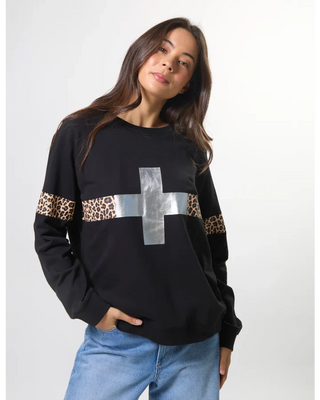Silver Cross Leopard Sweatshirt - Black