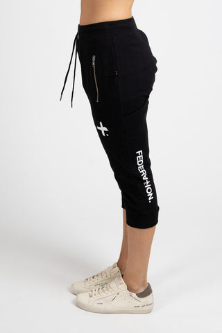 Federation Cut Trackies Black/White, Side view | AAAG