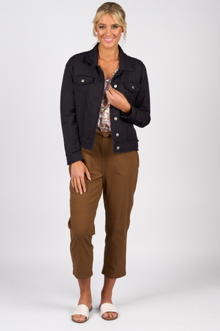 Linen Jacket With Frayed Seams - Navy SS