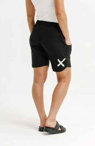 Apartment Shorts - Black With White Cross