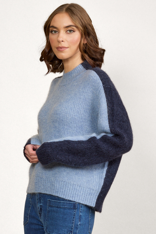 Two Tone Sweater - Sky Blue/Ink