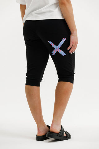 Apartment Pant 3/4 - Black With Blue Haven Stripe Cross
