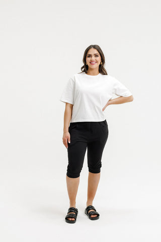 Apartment Pant 3/4 - Black With Cherry Blush Cross