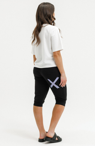 Apartment Pant 3/4 - Black With Blue Haven Stripe Cross