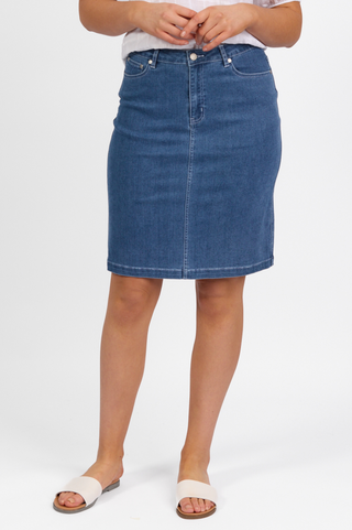 Printed Denim Skirt - Blue Hue SS