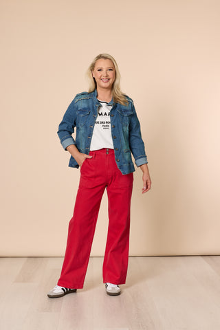 Military Denim Jacket - Denim