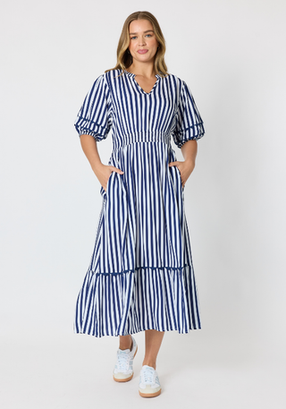 Monecito Stripe Dress - Navy