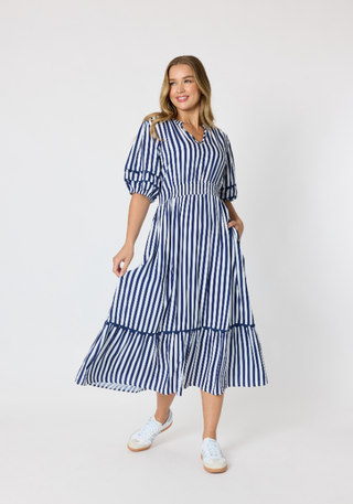 Monecito Stripe Dress - Navy