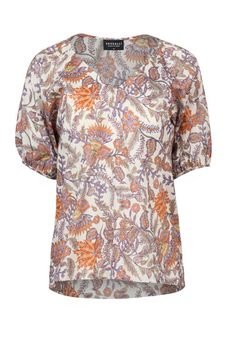 Vee Neck Top With Floaty Sleeves - Tuscany