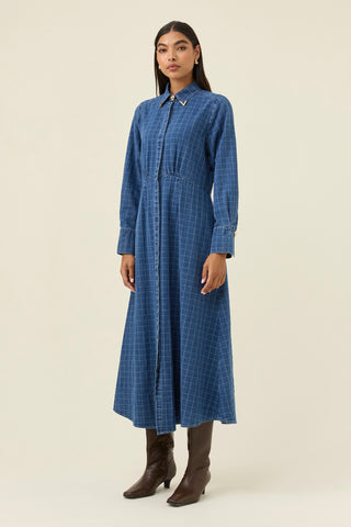 Sloane Denim Maxi Dress - Check