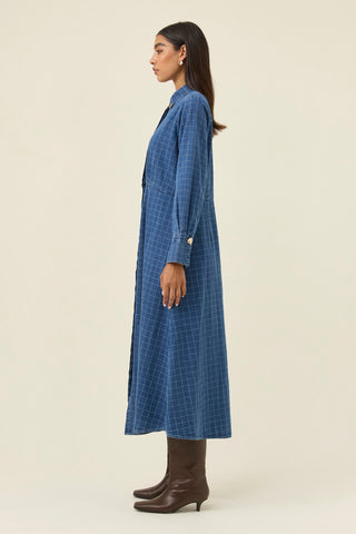 Sloane Denim Maxi Dress - Check