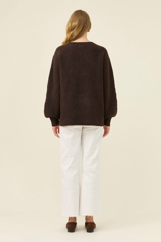 Miru Stitch Flower Jumper - Chocolate