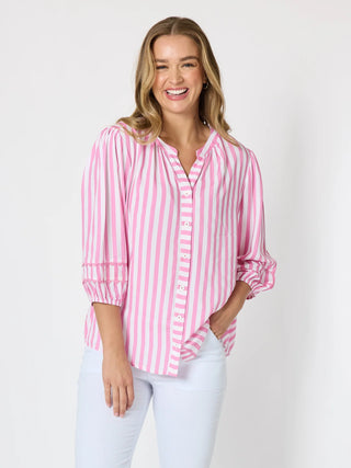Montecito Stripe Top - Lipstick/White Stripe