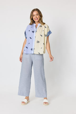 Threadz Costa Mesa Print Shirt Navy Multi, Back view showing patchwork print | AAAG
