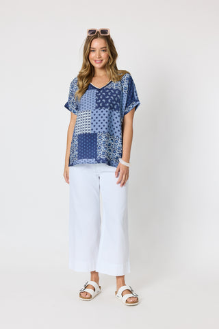 Threadz Costa Mesa Print Top Navy Multi, Side view | AAAG