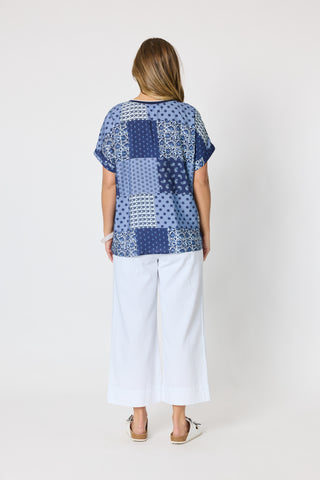 Threadz Costa Mesa Print Top Navy Multi, Full length view | AAAG