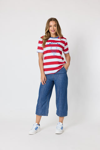Rhode Island Stripe Tee - Red/White