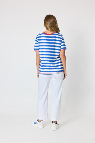 Rhode Island Stripe Tee - Azure/White