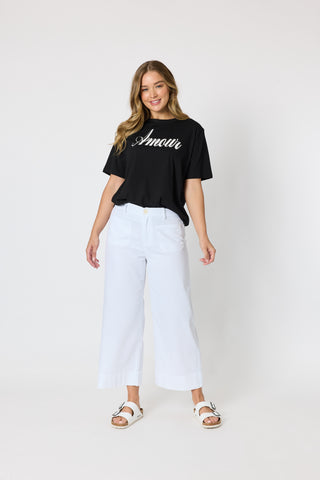 Amour Noir Embroidered Tee - Black