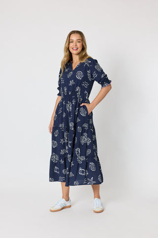 Monecito Print Dress - Navy