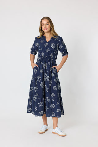 Monecito Print Dress - Navy
