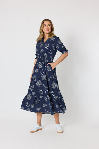 Monecito Print Dress - Navy