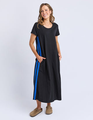 Recovery Short Sleeve Dress - Black With Blue Stripes