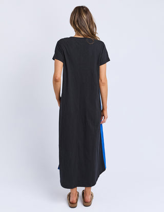 Recovery Short Sleeve Dress - Black With Blue Stripes