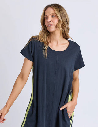 Recovery Short Sleeve Dress - Navy With Neon Lemon