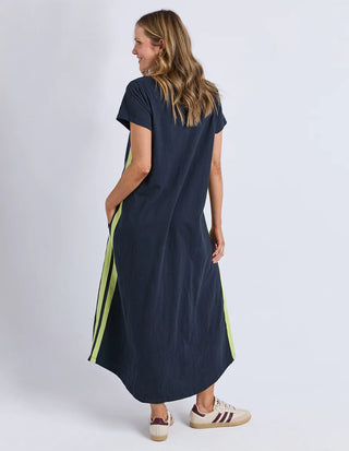 Recovery Short Sleeve Dress - Navy With Neon Lemon