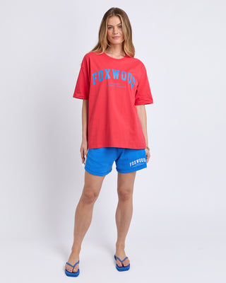 Foxwood Interval Short Sleeve Tee Red With Blue, Back view | AAAG