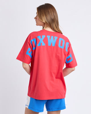 Foxwood Interval Short Sleeve Tee Red With Blue, Side view | AAAG