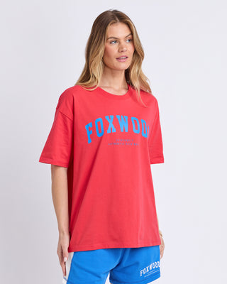 Foxwood Interval Short Sleeve Tee Red With Blue, Detail view | AAAG