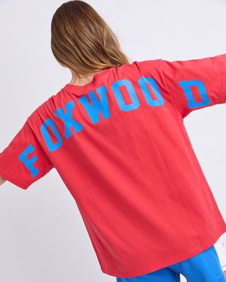 Foxwood Interval Short Sleeve Tee Red With Blue, Styled view | AAAG