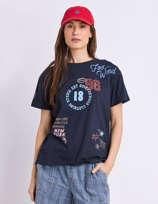 Foxwood Warmup Tee Navy, Front view | AAAG