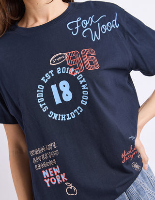 Foxwood Warmup Tee Navy, Detail | AAAG