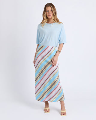 Foxwood Sundown Stripe Skirt Baltic Blue Multi, Full length | AAAG