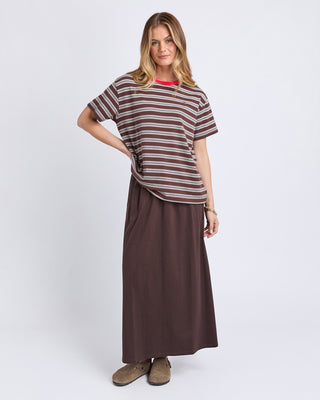 Foxwood Cali Stripe Tee Brown/Red, Side view | AAAG